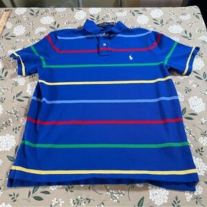 Polo by Ralph Lauren Mens Short Sleeve Stripe Polo Shirt Vintage 90s Y2K Preppy
